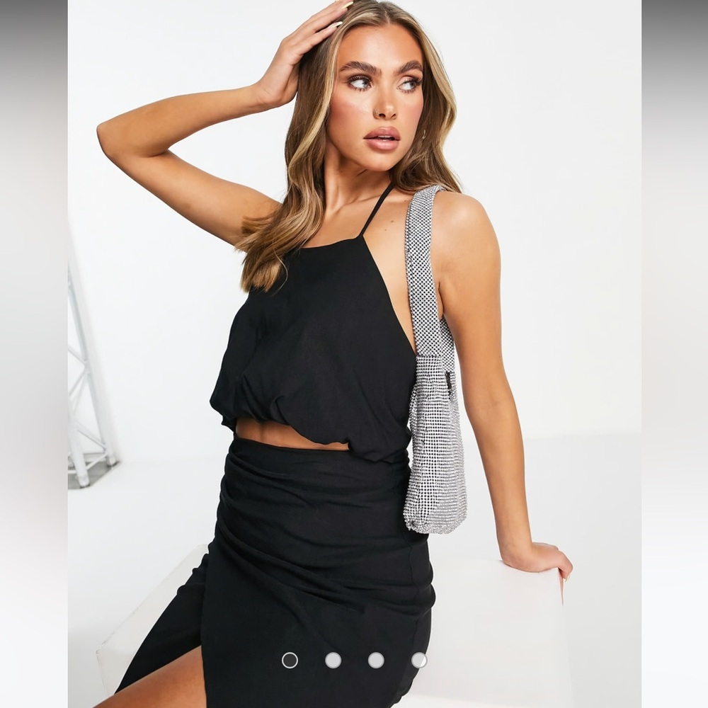 Asos Design Women's Cutout Halterneck Mini Dress Sleeveless Black Size 6